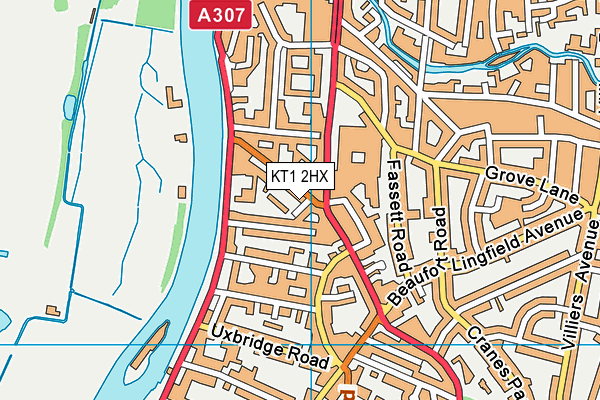 KT1 2HX map - OS VectorMap District (Ordnance Survey) KT1 2HX map - OS VectorMap District (Ordnance Survey)