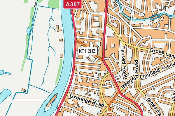 KT1 2HZ map - OS VectorMap District (Ordnance Survey) KT1 2HZ map - OS VectorMap District (Ordnance Survey)