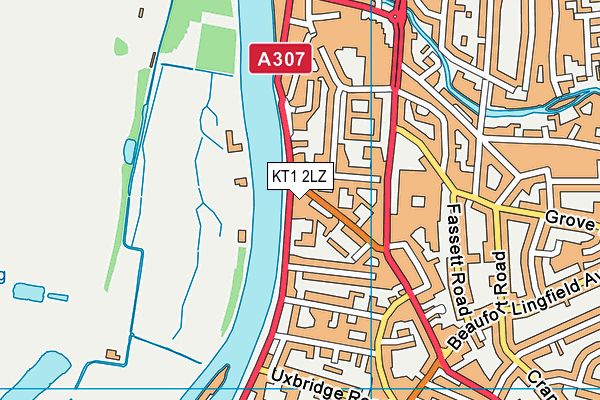 KT1 2LZ map - OS VectorMap District (Ordnance Survey) KT1 2LZ map - OS VectorMap District (Ordnance Survey)