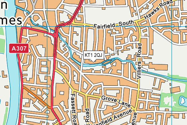 KT1 2QJ map - OS VectorMap District (Ordnance Survey) KT1 2QJ map - OS VectorMap District (Ordnance Survey)