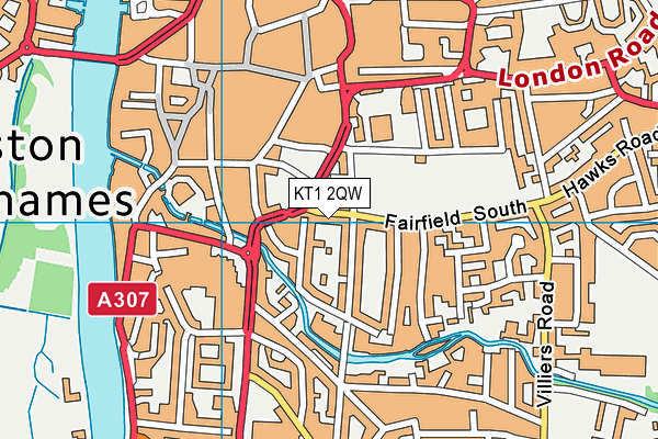 KT1 2QW map - OS VectorMap District (Ordnance Survey)