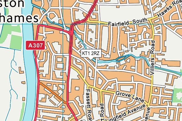 KT1 2RZ map - OS VectorMap District (Ordnance Survey) KT1 2RZ map - OS VectorMap District (Ordnance Survey)