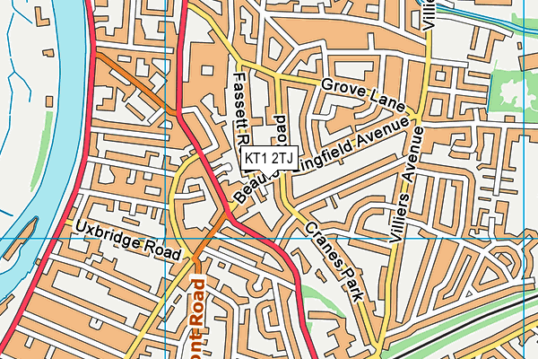 KT1 2TJ map - OS VectorMap District (Ordnance Survey) KT1 2TJ map - OS VectorMap District (Ordnance Survey)