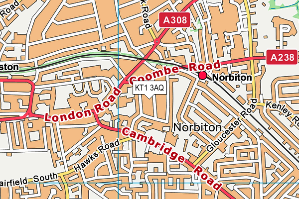 KT1 3AQ map - OS VectorMap District (Ordnance Survey)