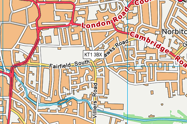 KT1 3BX map - OS VectorMap District (Ordnance Survey) KT1 3BX map - OS VectorMap District (Ordnance Survey)