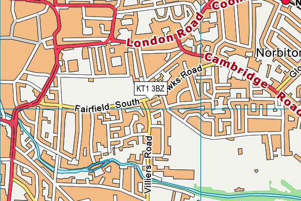 KT1 3BZ map - OS VectorMap District (Ordnance Survey) KT1 3BZ map - OS VectorMap District (Ordnance Survey)