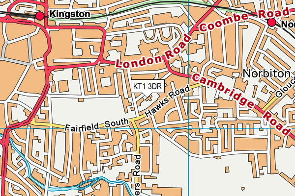 KT1 3DR map - OS VectorMap District (Ordnance Survey) KT1 3DR map - OS VectorMap District (Ordnance Survey)