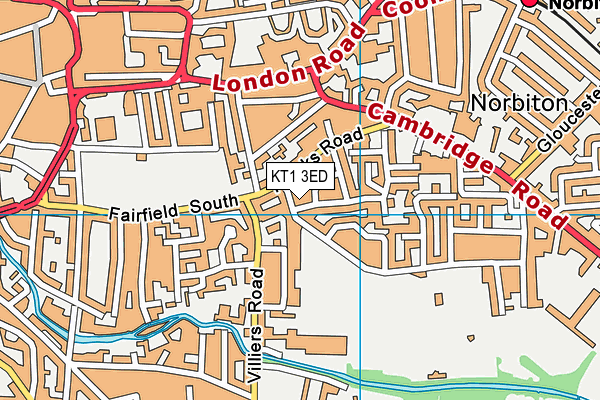KT1 3ED map - OS VectorMap District (Ordnance Survey) KT1 3ED map - OS VectorMap District (Ordnance Survey)