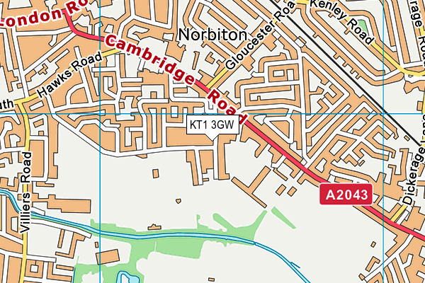 KT1 3GW map - OS VectorMap District (Ordnance Survey) KT1 3GW map - OS VectorMap District (Ordnance Survey)