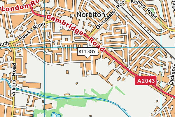 KT1 3GY map - OS VectorMap District (Ordnance Survey) KT1 3GY map - OS VectorMap District (Ordnance Survey)