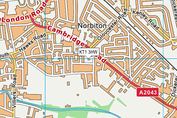 KT1 3HW map - OS VectorMap District (Ordnance Survey) KT1 3HW map - OS VectorMap District (Ordnance Survey)
