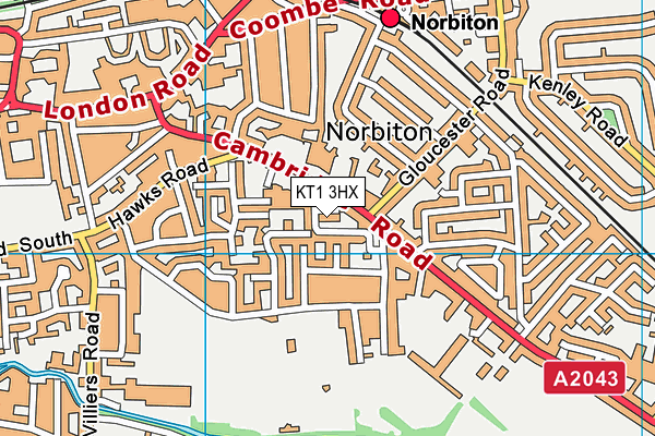 KT1 3HX map - OS VectorMap District (Ordnance Survey) KT1 3HX map - OS VectorMap District (Ordnance Survey)