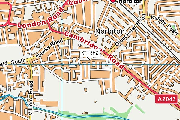 KT1 3HZ map - OS VectorMap District (Ordnance Survey) KT1 3HZ map - OS VectorMap District (Ordnance Survey)