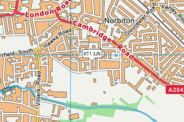 KT1 3JN map - OS VectorMap District (Ordnance Survey)