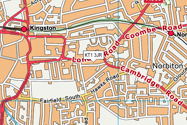 KT1 3JR map - OS VectorMap District (Ordnance Survey) KT1 3JR map - OS VectorMap District (Ordnance Survey)