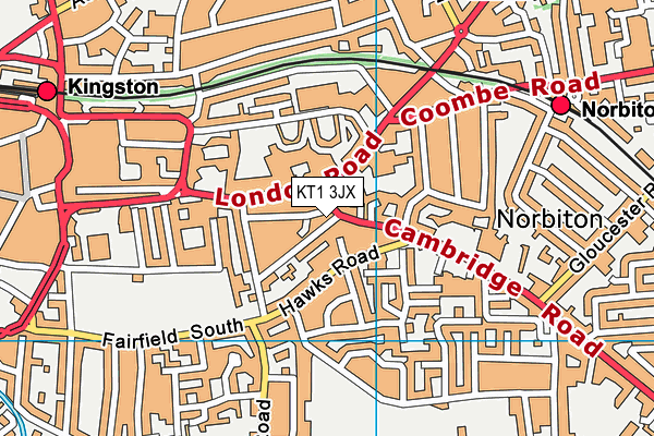 KT1 3JX map - OS VectorMap District (Ordnance Survey) KT1 3JX map - OS VectorMap District (Ordnance Survey)