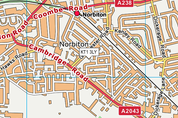 KT1 3LY map - OS VectorMap District (Ordnance Survey) KT1 3LY map - OS VectorMap District (Ordnance Survey)