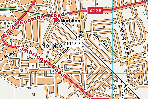 KT1 3LZ map - OS VectorMap District (Ordnance Survey) KT1 3LZ map - OS VectorMap District (Ordnance Survey)