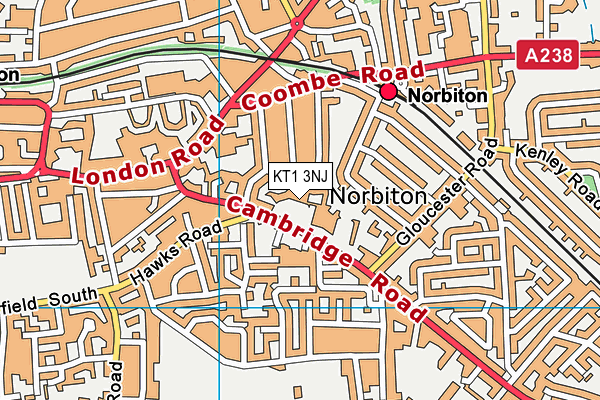 KT1 3NJ map - OS VectorMap District (Ordnance Survey) KT1 3NJ map - OS VectorMap District (Ordnance Survey)