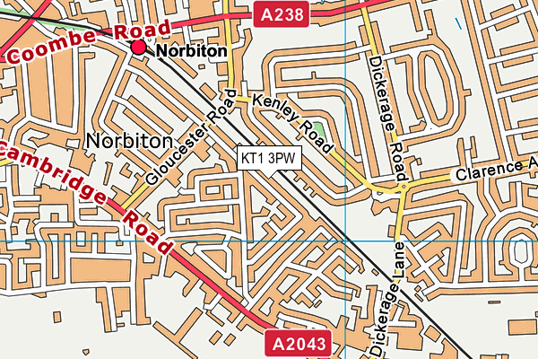 KT1 3PW map - OS VectorMap District (Ordnance Survey) KT1 3PW map - OS VectorMap District (Ordnance Survey)