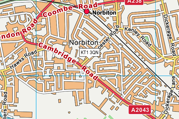KT1 3QN map - OS VectorMap District (Ordnance Survey) KT1 3QN map - OS VectorMap District (Ordnance Survey)