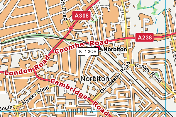 KT1 3QR map - OS VectorMap District (Ordnance Survey) KT1 3QR map - OS VectorMap District (Ordnance Survey)