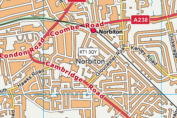 KT1 3QY map - OS VectorMap District (Ordnance Survey) KT1 3QY map - OS VectorMap District (Ordnance Survey)
