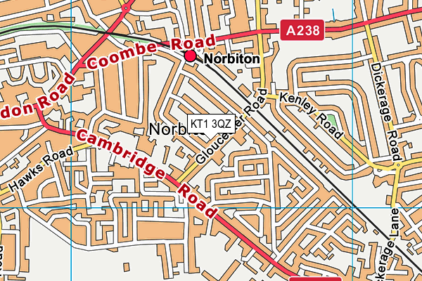 KT1 3QZ map - OS VectorMap District (Ordnance Survey) KT1 3QZ map - OS VectorMap District (Ordnance Survey)