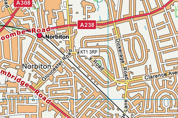 KT1 3RP map - OS VectorMap District (Ordnance Survey)