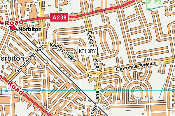 KT1 3RY map - OS VectorMap District (Ordnance Survey) KT1 3RY map - OS VectorMap District (Ordnance Survey)
