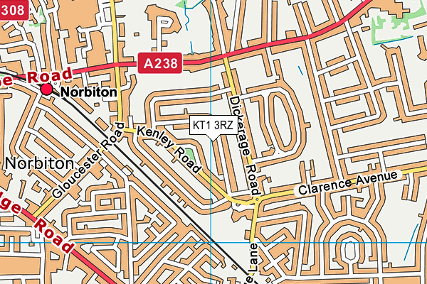 KT1 3RZ map - OS VectorMap District (Ordnance Survey) KT1 3RZ map - OS VectorMap District (Ordnance Survey)