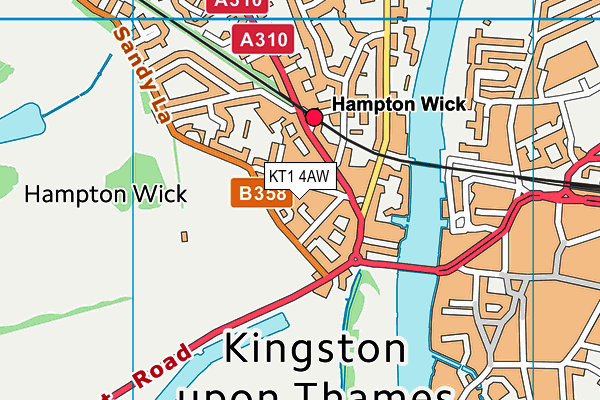 KT1 4AW map - OS VectorMap District (Ordnance Survey) KT1 4AW map - OS VectorMap District (Ordnance Survey)