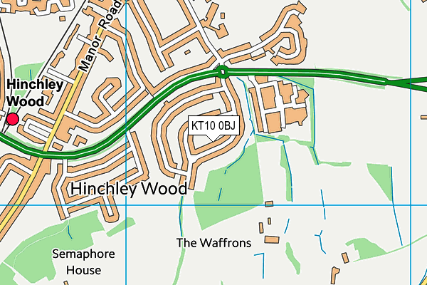 KT10 0BJ map - OS VectorMap District (Ordnance Survey) KT10 0BJ map - OS VectorMap District (Ordnance Survey)