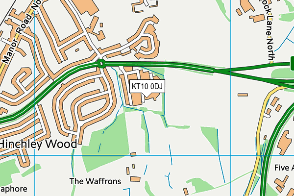 KT10 0DJ map - OS VectorMap District (Ordnance Survey)