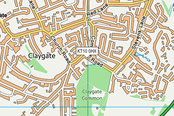 KT10 0HX map - OS VectorMap District (Ordnance Survey)