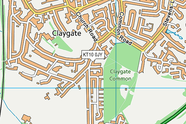 KT10 0JY map - OS VectorMap District (Ordnance Survey)