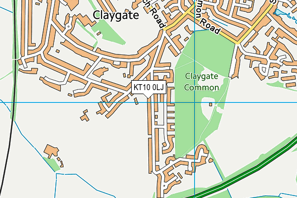 KT10 0LJ map - OS VectorMap District (Ordnance Survey) KT10 0LJ map - OS VectorMap District (Ordnance Survey)