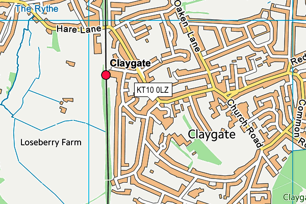 KT10 0LZ map - OS VectorMap District (Ordnance Survey) KT10 0LZ map - OS VectorMap District (Ordnance Survey)