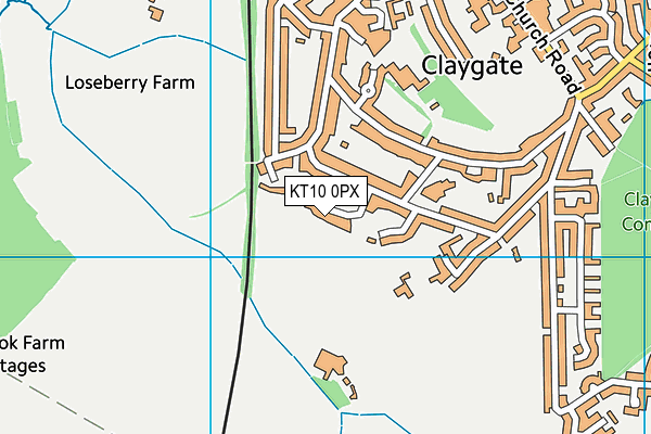 KT10 0PX map - OS VectorMap District (Ordnance Survey)