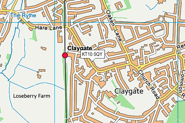 KT10 0QY map - OS VectorMap District (Ordnance Survey) KT10 0QY map - OS VectorMap District (Ordnance Survey)
