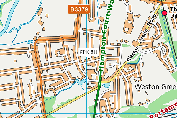 KT10 8JJ map - OS VectorMap District (Ordnance Survey)