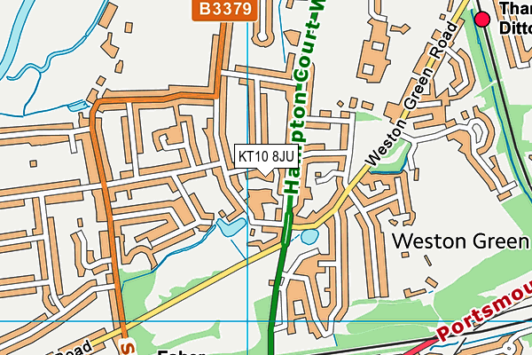 KT10 8JU map - OS VectorMap District (Ordnance Survey)