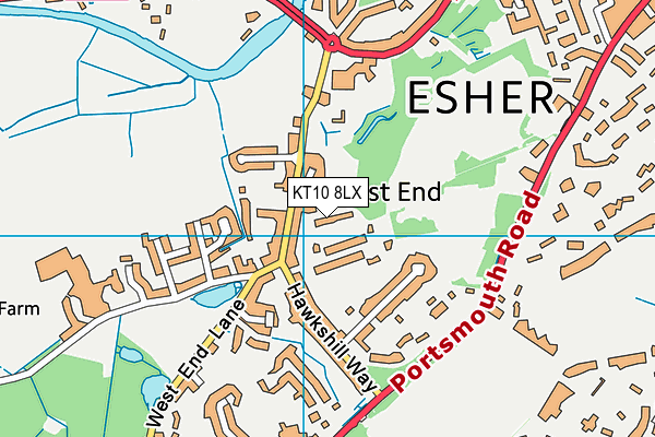 KT10 8LX map - OS VectorMap District (Ordnance Survey)