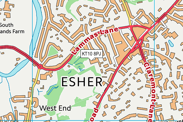 KT10 8PJ map - OS VectorMap District (Ordnance Survey) KT10 8PJ map - OS VectorMap District (Ordnance Survey)