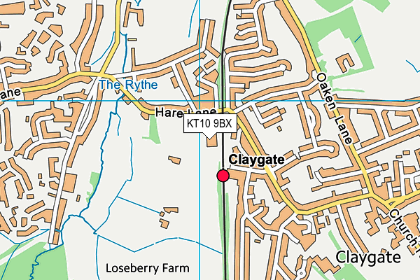 KT10 9BX map - OS VectorMap District (Ordnance Survey) KT10 9BX map - OS VectorMap District (Ordnance Survey)