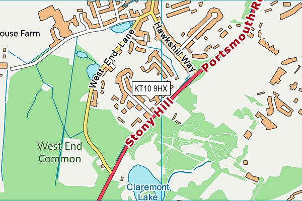 KT10 9HX map - OS VectorMap District (Ordnance Survey) KT10 9HX map - OS VectorMap District (Ordnance Survey)
