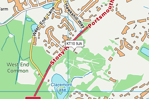 KT10 9JA map - OS VectorMap District (Ordnance Survey) KT10 9JA map - OS VectorMap District (Ordnance Survey)