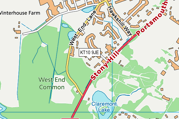 KT10 9JE map - OS VectorMap District (Ordnance Survey) KT10 9JE map - OS VectorMap District (Ordnance Survey)