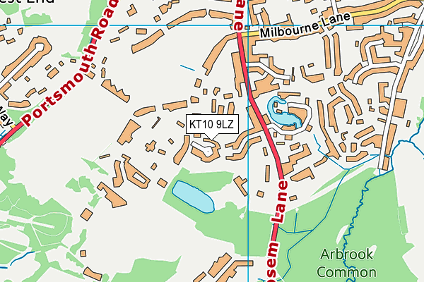 KT10 9LZ map - OS VectorMap District (Ordnance Survey) KT10 9LZ map - OS VectorMap District (Ordnance Survey)