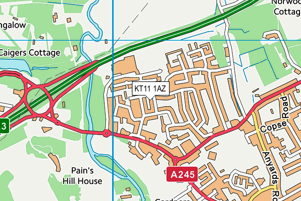 KT11 1AZ map - OS VectorMap District (Ordnance Survey) KT11 1AZ map - OS VectorMap District (Ordnance Survey)